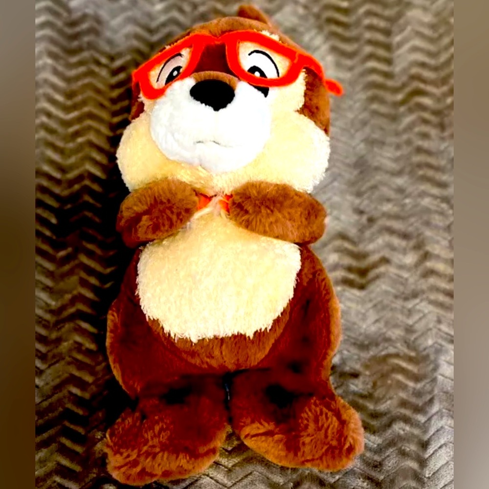 RARE Disney Chip & Dale Mega BIG Plush doll Glasses ver.  Exclusive From Japan